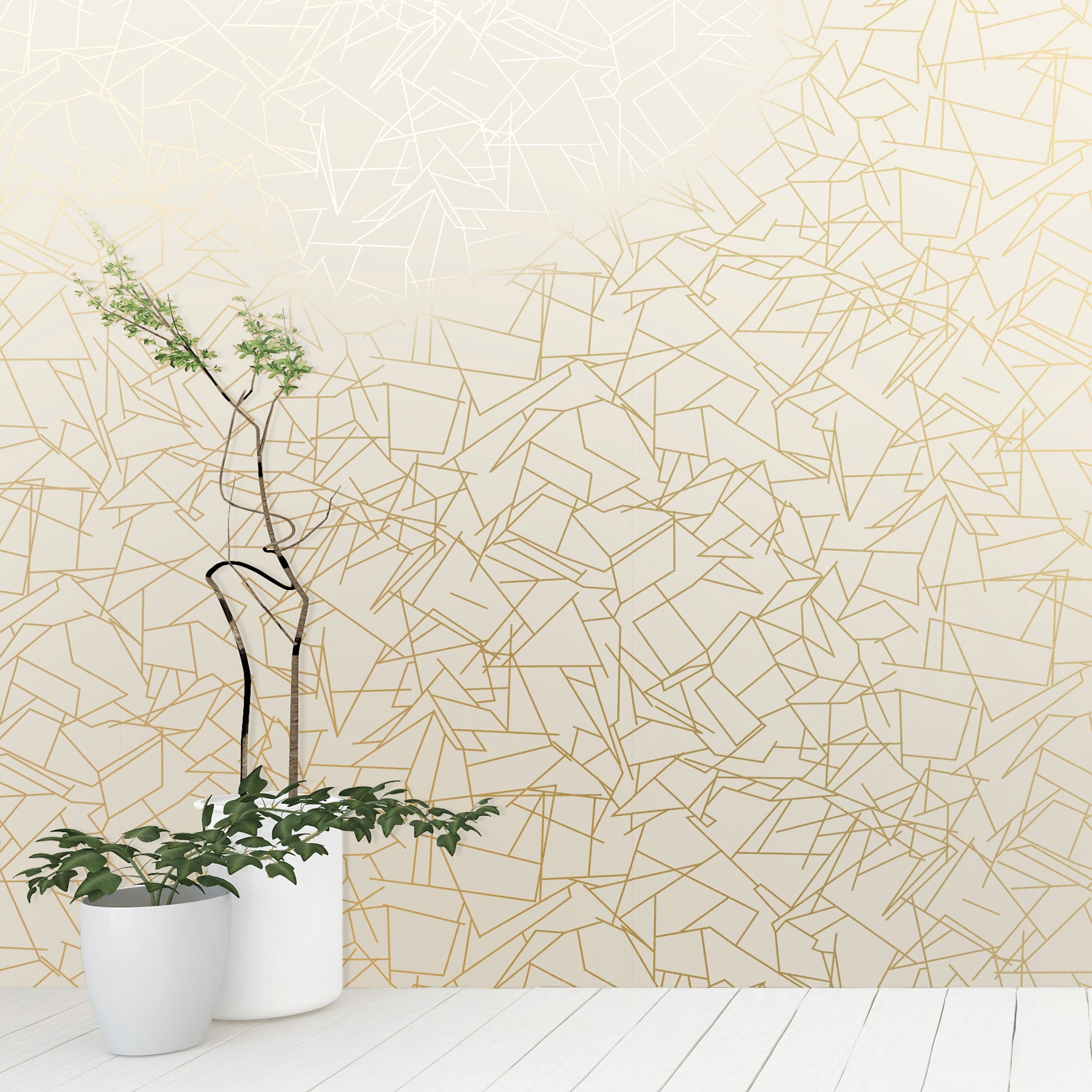 Angles gold and cream wallpaper