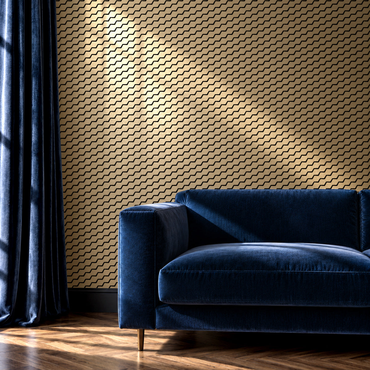Buzz black flock / gold lustre room