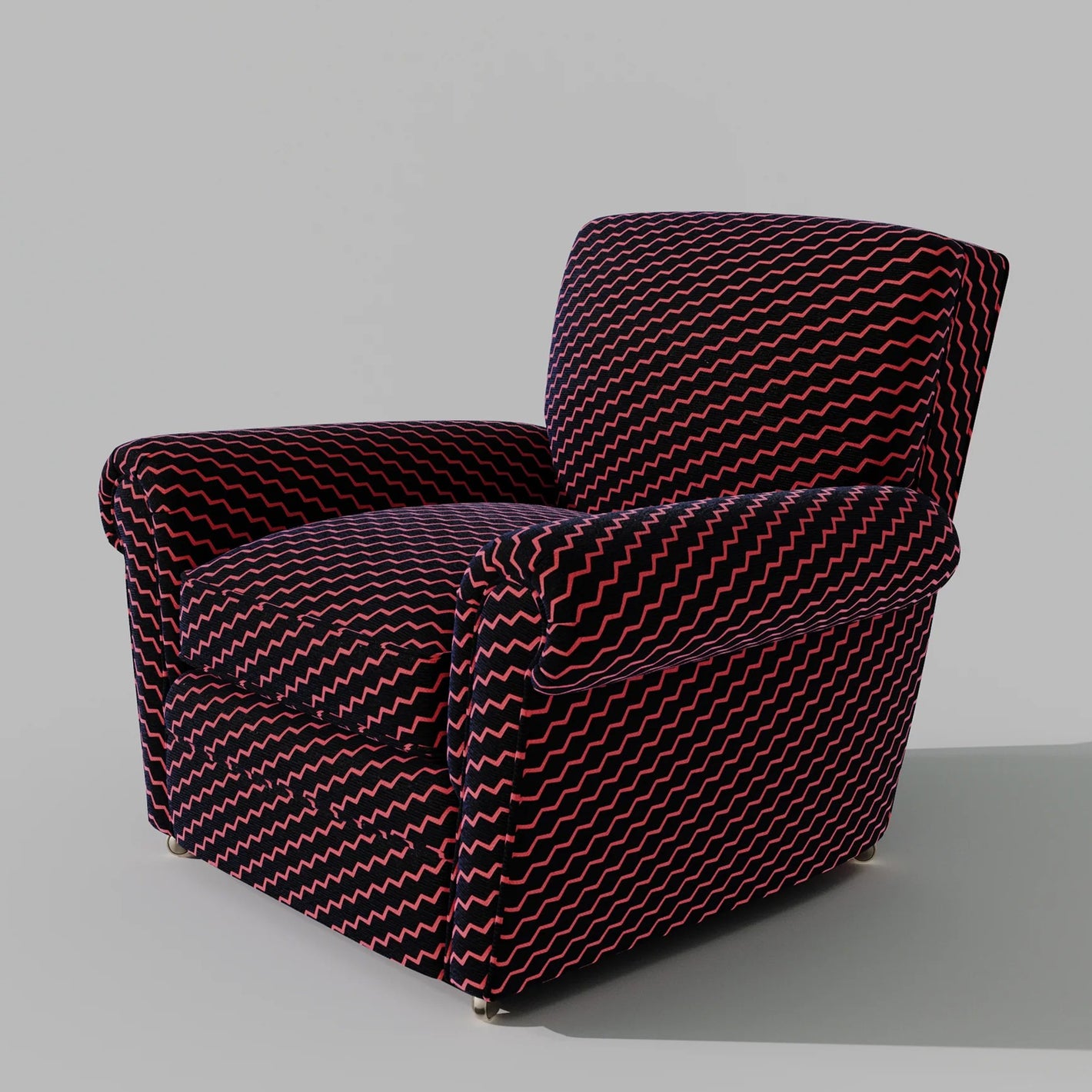 Upholstered armchair in black / red Buzz hexagon fabric