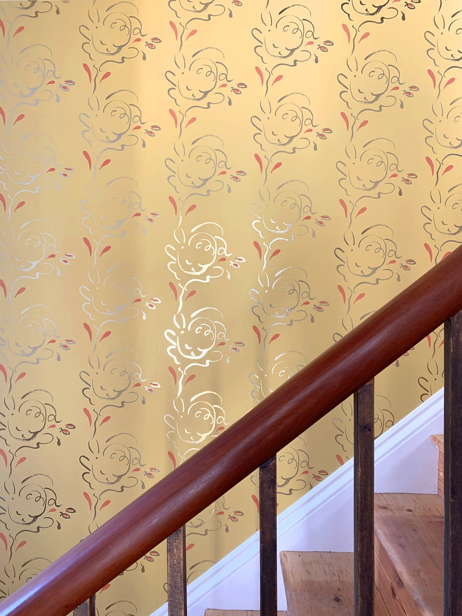 Seraph wallpaper in yellow and gold by Polly Dunbar