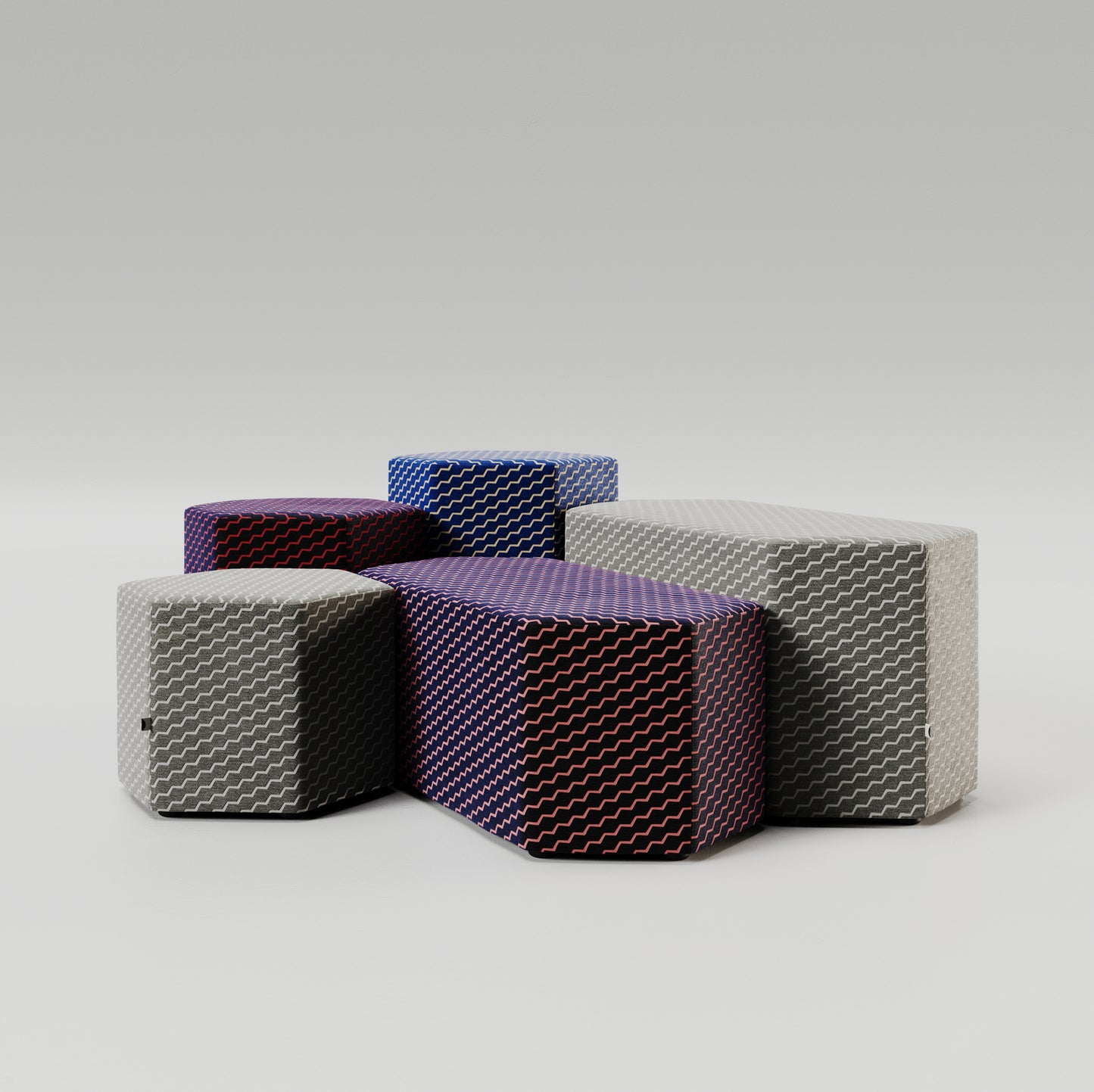 Buzz fabric with HEX stools by sixteen3