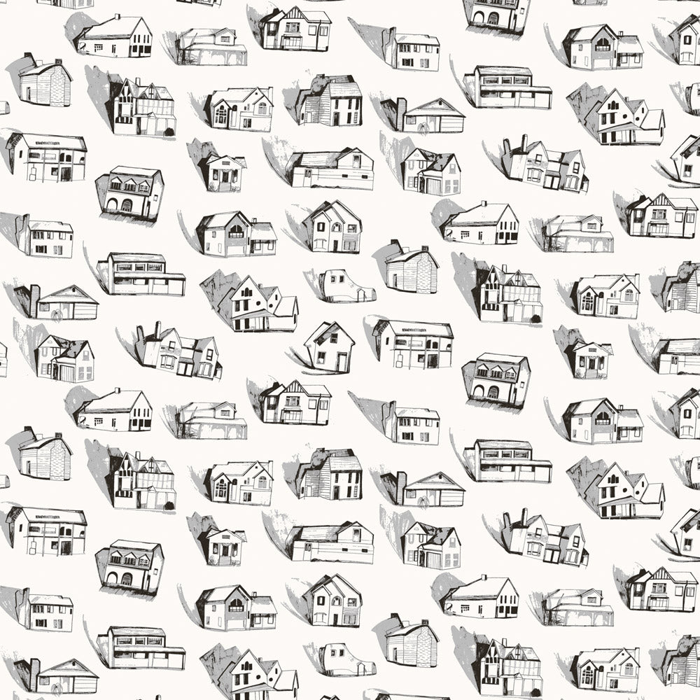 Houses black / grey / cream wallpaper