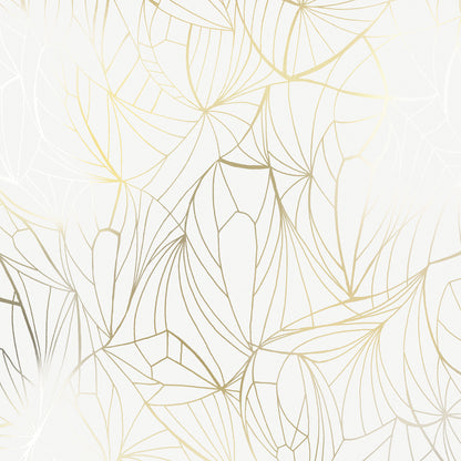 Leaf gold / white wallpaper by Erica Wakerly